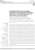 Cover page: Integrative Genomics Analysis Unravels Tissue-Specific Pathways, Networks, and Key Regulators of Blood Pressure Regulation