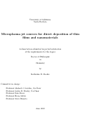 Cover page: Microplasma jet sources for direct deposition of thin films and nanomaterials