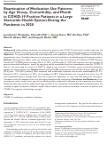 Cover page: Examination of Medication Use Patterns by Age Group, Comorbidity, and Month in COVID-19 Positive Patients in a Large Statewide Health System During the Pandemic in 2020.