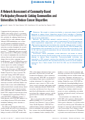 Cover page: A Network Assessment of Community-Based Participatory Research: Linking Communities and Universities to Reduce Cancer Disparities