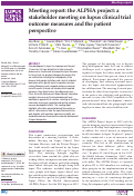 Cover page: Meeting report: the ALPHA project: a stakeholder meeting on lupus clinical trial outcome measures and the patient perspective.