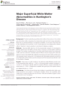 Cover page: Major Superficial White Matter Abnormalities in Huntington's Disease.