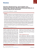 Cover page: Genetic Epidemiology and Insights into Interactive Genetic and Environmental Effects in Autism Spectrum Disorders