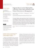 Cover page: Degenerative Cervical Myelopathy; A Review of the Latest Advances and Future Directions in Management.