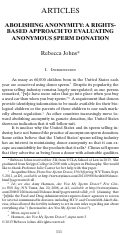 Cover page: Abolishing Anonymity: A Rights-Based Approach to Evaluating Anonymous Sperm Donation