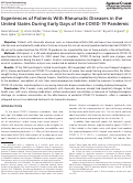 Cover page: Experiences of Patients With Rheumatic Diseases in the United States During Early Days of the COVID‐19 Pandemic