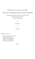 Cover page: Three essays on international trade and economic development