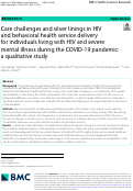 Cover page: Care challenges and silver linings in HIV and behavioral health service delivery for individuals living with HIV and severe mental illness during the COVID-19 pandemic: a qualitative study