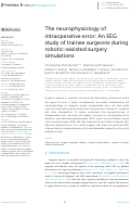 Cover page: The neurophysiology of intraoperative error: An EEG study of trainee surgeons during robotic-assisted surgery simulations.