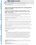 Cover page: Speech and language therapy approaches to managing primary progressive aphasia