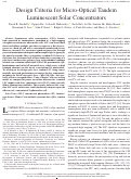 Cover page: Design Criteria for Micro-Optical Tandem Luminescent Solar Concentrators