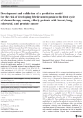 Cover page: Development and validation of a prediction model for the risk of developing febrile neutropenia in the first cycle of chemotherapy among elderly patients with breast, lung, colorectal, and prostate cancer