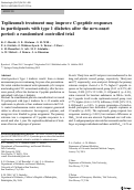 Cover page: Teplizumab treatment may improve C-peptide responses in participants with type 1 diabetes after the new-onset period: a randomised controlled trial