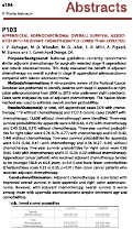 Cover page: APPENDICEAL ADENOCARCINOMA: OVERALL SURVIVAL ASSOCIATED WITH ADJUVANT CHEMOTHERAPY IS LOWER THAN EXPECTED.