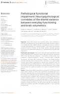 Cover page: Pathological functional impairment: Neuropsychological correlates of the shared variance between everyday functioning and brain volumetrics