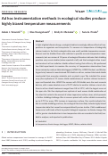 Cover page: Ad hoc instrumentation methods in ecological studies produce highly biased temperature measurements