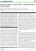 Cover page: Opening of capsaicin receptor TRPV1 is stabilized equally by its four subunits.