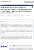 Cover page: SF3B1 inhibition disrupts malignancy and prolongs survival in glioblastoma patients through BCL2L1 splicing and mTOR/ß-catenin pathways imbalances