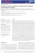 Cover page: Predictors of time to initiation of symptomatic therapy in early Parkinson's disease