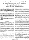 Cover page: Robust speaker adaptation by weighted model averaging based on the minimum description length criterion