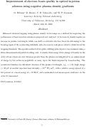 Cover page: Improvement of electron beam quality in optical injection schemes using negative plasma 
density gradients