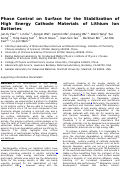Cover page: Phase Control on Surface for the Stabilization of High Energy Cathode Materials of Lithium Ion Batteries