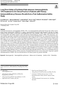 Cover page: Long-Term Safety of Facilitated Subcutaneous Immunoglobulin 10% Treatment in US Clinical Practice in Patients with Primary Immunodeficiency Diseases: Results from a Post-Authorization Safety Study.