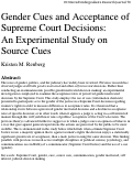 Cover page: Gender Cues and Acceptance of Supreme Court Decisions: An Experimental Study on Source Cues