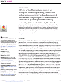 Cover page: Effects of the Momentum project on postpartum family planning norms and behaviors among married and unmarried adolescent and young first-time mothers in Kinshasa: A quasi-experimental study.