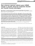 Cover page: Rare missense neuronal cadherin gene (CDH2) variants in specific obsessive-compulsive disorder and Tourette disorder phenotypes