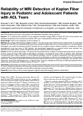 Cover page: Reliability of MRI Detection of Kaplan Fiber Injury in Pediatric and Adolescent Patients with ACL Tears.