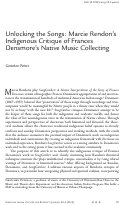 Cover page: Unlocking the Songs: Marcie Rendon's Indigenous Critique of Frances Densmore's Native Music Collecting