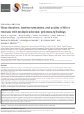 Cover page: Sleep disorders, daytime symptoms, and quality of life in veterans with multiple sclerosis: preliminary findings.