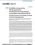 Cover page: PLX038A, a long-acting SN-38, penetrates the blood-tumor-brain-barrier, accumulates and releases SN-38 in brain tumors to increase survival of tumor bearing mice.