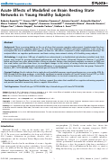 Cover page: Acute Effects of Modafinil on Brain Resting State Networks in Young Healthy Subjects