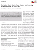 Cover page: The Optical Diode Ideality Factor Enables Fast Screening of Semiconductors for Solar Cells