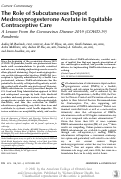 Cover page: The Role of Subcutaneous Depot Medroxyprogesterone Acetate in Equitable Contraceptive Care