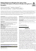 Cover page: Medical Reasons for Marijuana Use, Forms of Use, and Patient Perception of Physician Attitudes Among the US Population