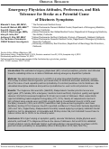 Cover page: Emergency Physician Attitudes, Preferences, and Risk Tolerance for Stroke as a Potential Cause of Dizziness Symptoms