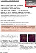 Cover page: Observation of insulating–insulating monoclinic structural transition in macro‐sized VO2 single crystals [Phys. Status Solidi RRL 5, No. 3, R107–R109 (2011)]