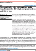Cover page: Cooperative Fe sites on transition metal (oxy)hydroxides drive high oxygen evolution activity in base.