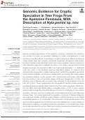 Cover page: Genomic Evidence for Cryptic Speciation in Tree Frogs From the Apennine Peninsula, With Description of Hyla perrini sp. nov