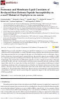 Cover page: Proteomic and Membrane Lipid Correlates of Re-duced Host Defense Peptide Susceptibility in a snoD Mutant of Staphylococcus aureus