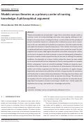 Cover page: Models versus theories as a primary carrier of nursing knowledge: A philosophical argument