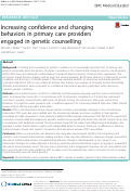 Cover page: Increasing confidence and changing behaviors in primary care providers engaged in genetic counselling.