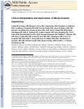 Cover page: Clinical Interpretation and Implications of Whole-Genome Sequencing