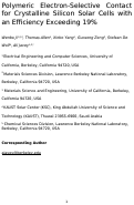 Cover page: Polymeric Electron-Selective Contact for Crystalline Silicon Solar Cells with an Efficiency Exceeding 19%