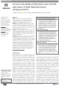 Cover page: Accuracy and validity of determined cause of death and manner of death following forensic autopsy prosection.