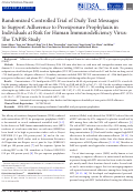 Cover page: Randomized Controlled Trial of Daily Text Messages to Support Adherence to Preexposure Prophylaxis in Individuals at Risk for Human Immunodeficiency Virus: The TAPIR Study