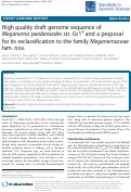 Cover page: High quality draft genome sequence of Meganema perideroedes str. Gr1T and a proposal for its reclassification to the family Meganemaceae fam. nov.